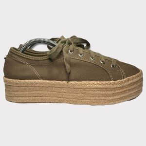 Steve Madden Hampton Olive Green Flatform Espadrille Sneakers 8B